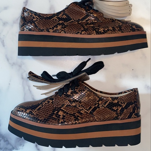 Zara Basic Collection Platform Snakeskin Sneakers